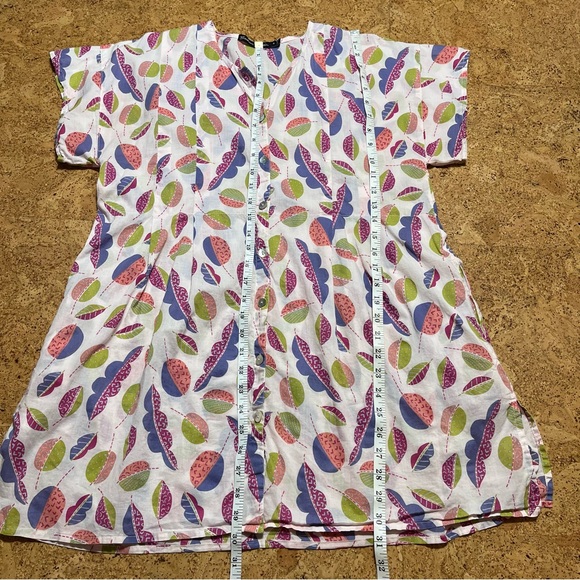 Gudrun Sjoden Light Pink Cotton Leaf Print Button Down Tunic Top Sz S - Picture 13 of 13